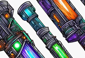 blue lightsaber, green lightsaber, orange lightsaber, purple lightsaber tattoo idea