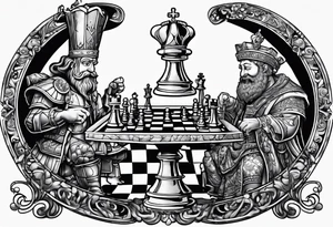 SpongeBob playing chess with Marcus Aurelius tattoo idea