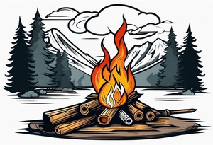 Bonfire with a smoke that forms into an archer tattoo idea