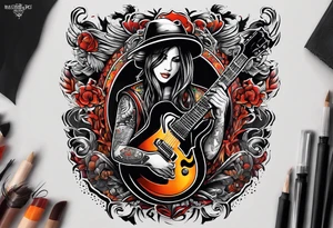 Just 4 fun band with guitar and drums tattoo idea