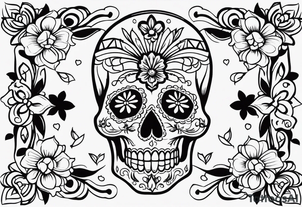 Day of dead skull with no flowers tattoo idea