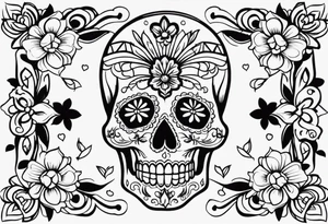 Day of dead skull with no flowers tattoo idea