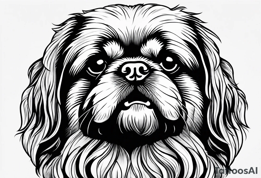 The contour of the face of a pekingese with shih tzu mixed race god. Nothing besides the face. tattoo idea