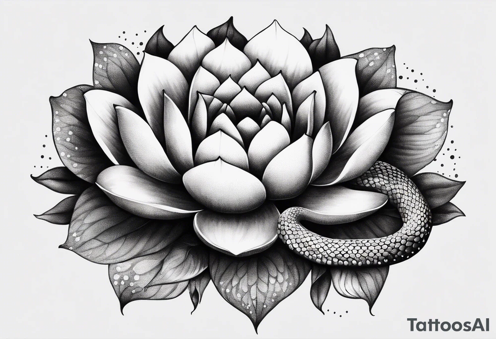 Snake with lotus tattoo idea
