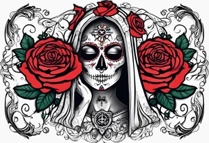 Watch and roses, santa muerte tattoo idea