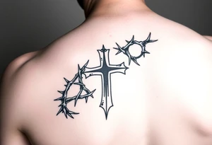 Crowns of thorns going down arm with god first and crossed wrapped inside tattoo idea