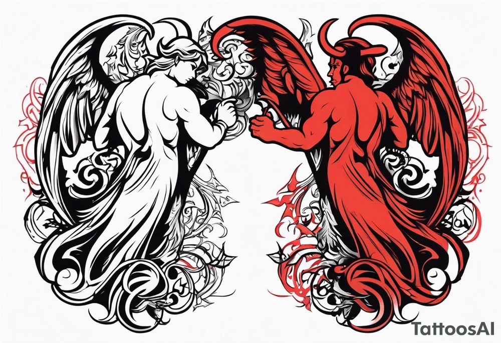 Angel vs Devil back tattoo design tattoo idea