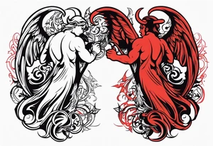 Angel vs Devil back tattoo design tattoo idea
