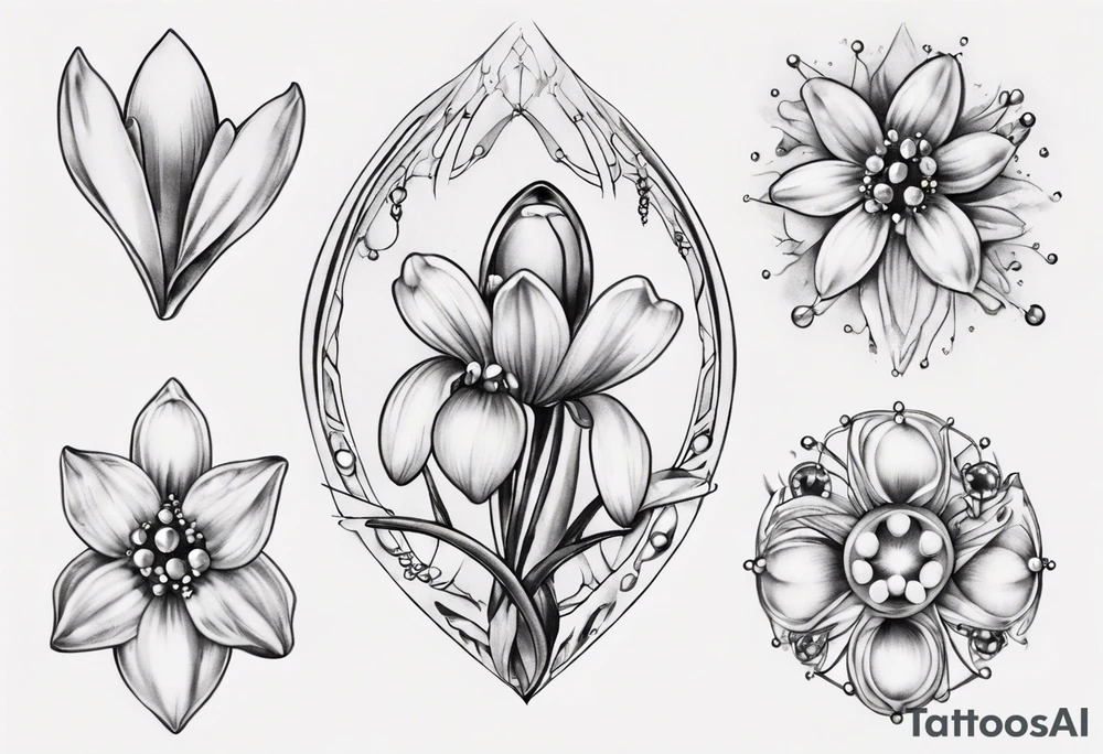 Snowdrop with jewels tattoo idea