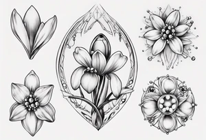 Snowdrop with jewels tattoo idea