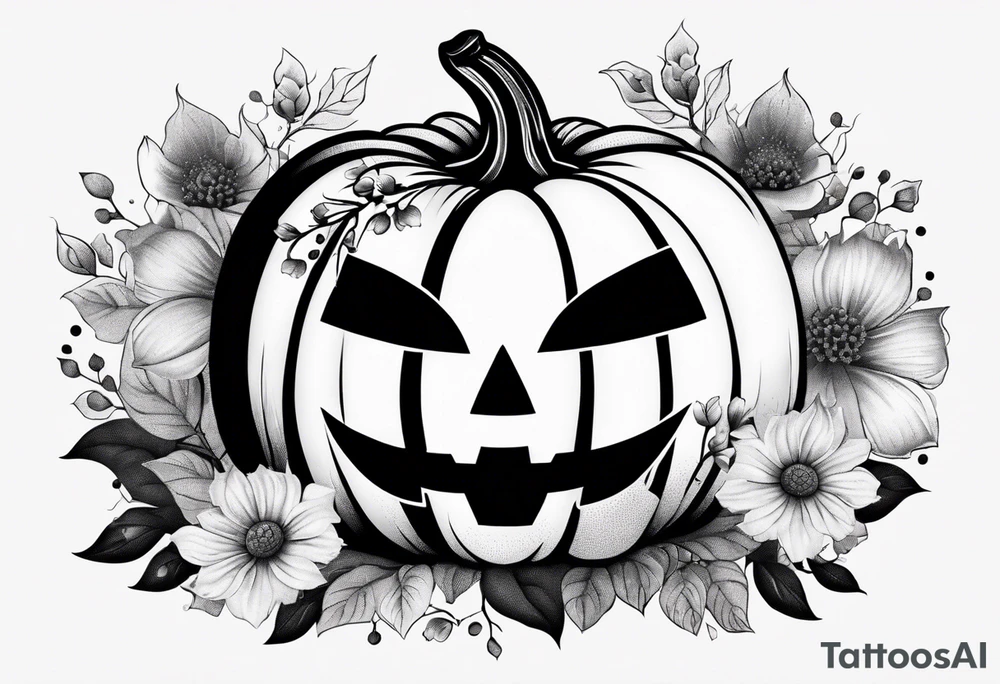 pumpkin with flowers tattoo idea