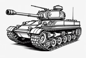 Cartoon tank with detailed treads/tracks tattoo idea