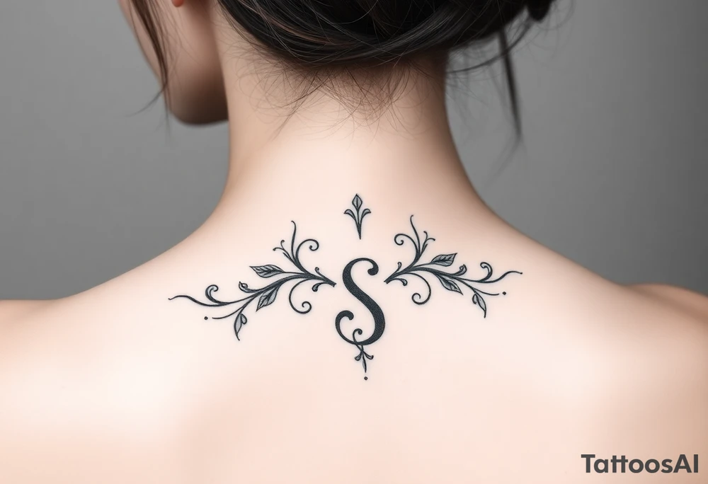 Lorbeerkranz mit Buchstabe S tattoo idea