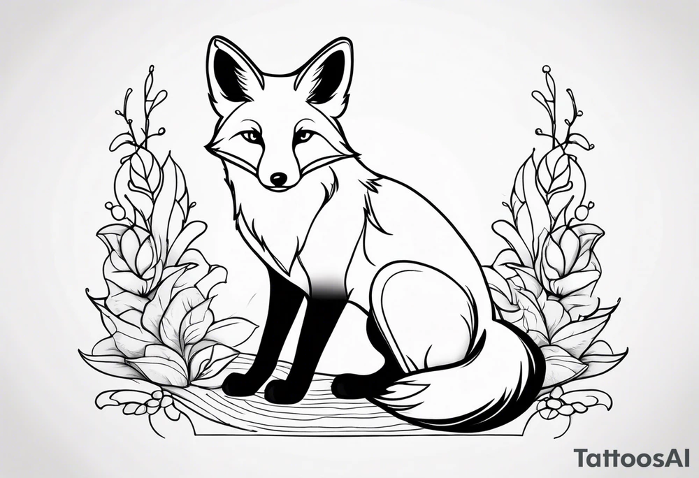 cute fox sitting tattoo idea