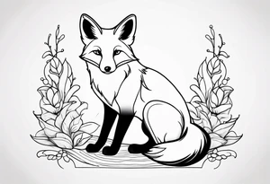 cute fox sitting tattoo idea