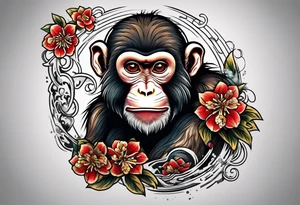 traditional japanese art jumping monkey tattoo idea