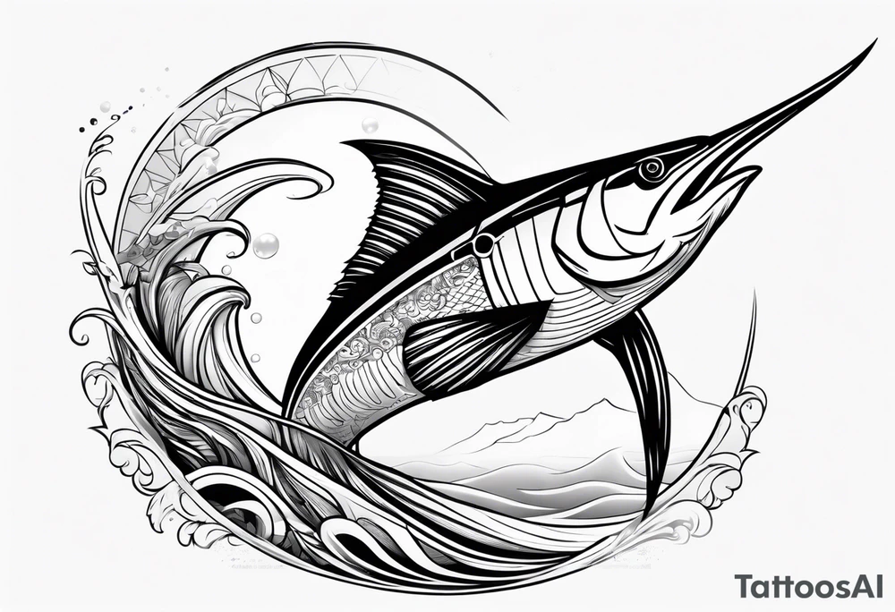 New Zealand, Greek god of the sea, marlin tattoo idea