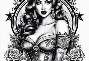 pinup style queen of spades tattoo idea