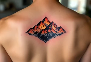 A sunset-hued mountain range represents the serenity and freedom of nature. tattoo idea