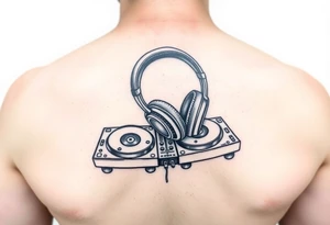 DJ turntables and headphones tattoo idea