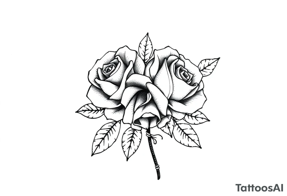 bouquet of roses tattoo idea