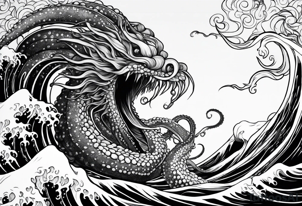 Kraken tentacles coming out of water tattoo idea