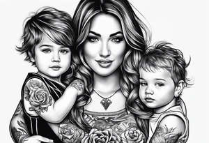 Mom with son and daughter tattoo idea