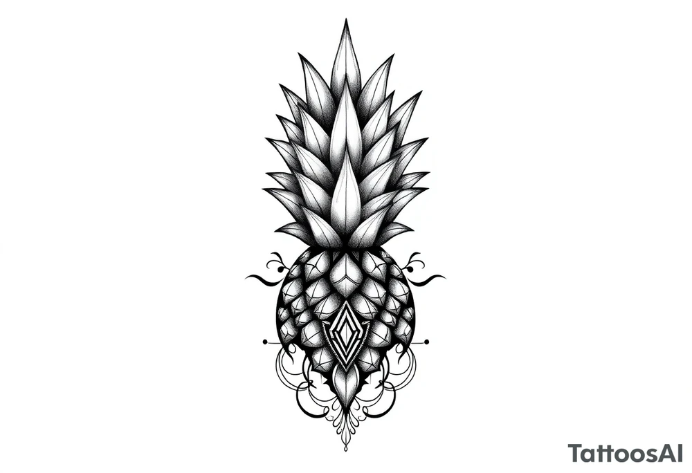 Bushy crown pineapple vagina, design to go over vagina , erotic vagina area design, anus to be at the bottom tattoo idea
