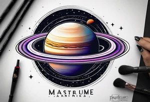 Saturn like planet tattoo idea