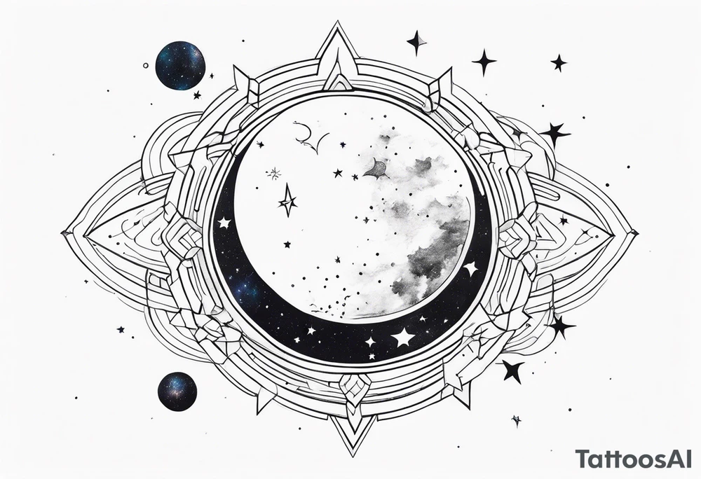 Celestial galaxy realistic tattoo idea