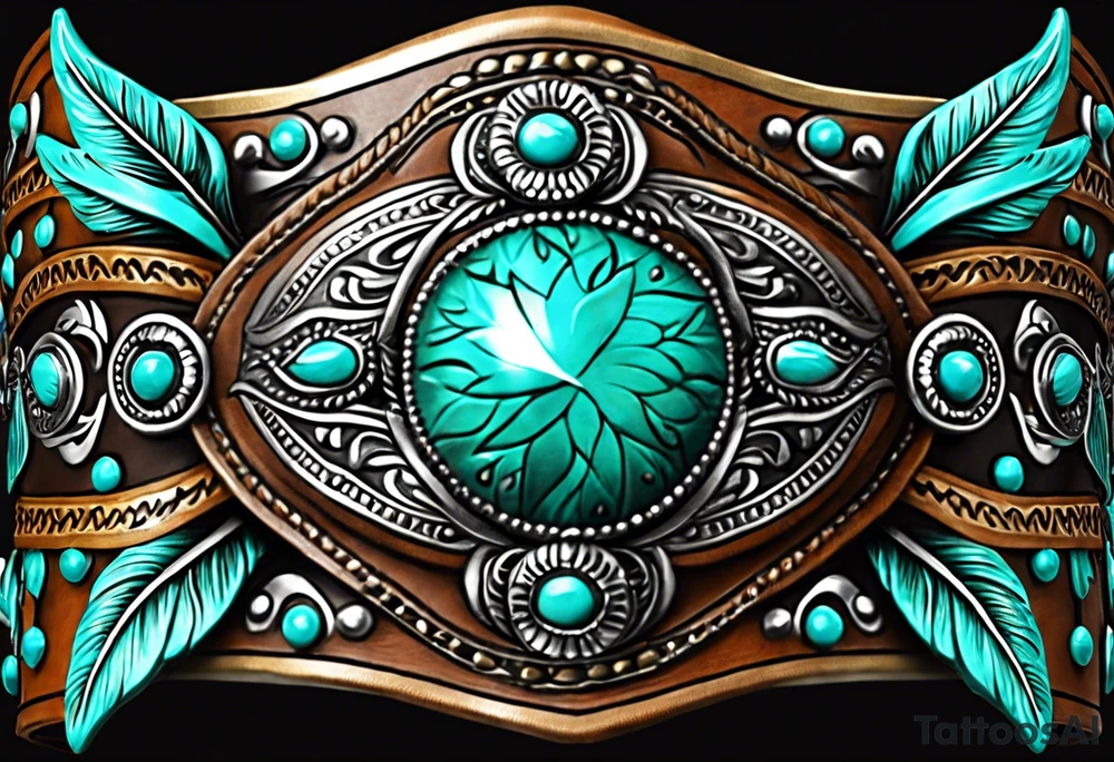 Leather Tooled Cuff Western with turquoise Jewls a stock tag with G/L on it and the words "I do not and will not fear tomorrow because I feel as though today has been enough. tattoo idea