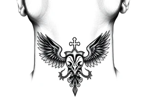 russian christian orthodox military neck design front facing tattoo idea