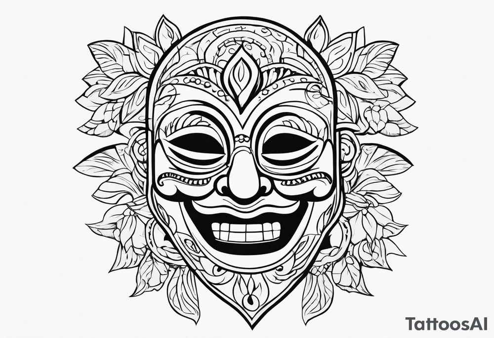 Laughing mask Mexican style tattoo idea