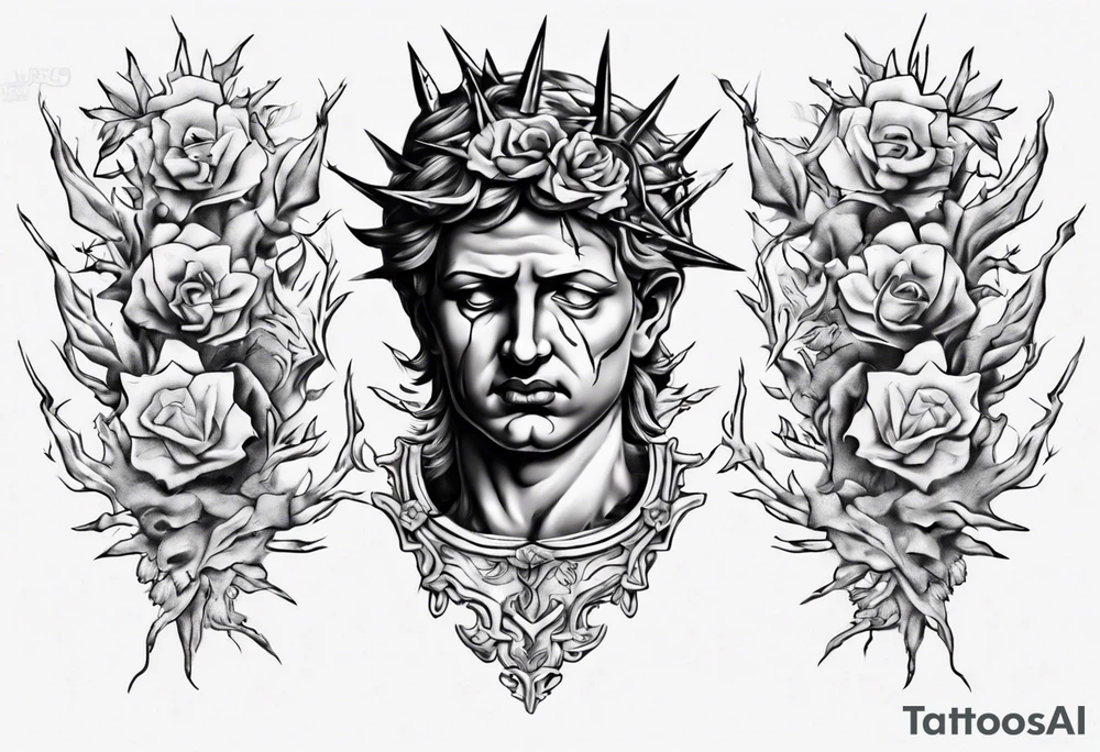 Bust of David with thorns tattoo idea