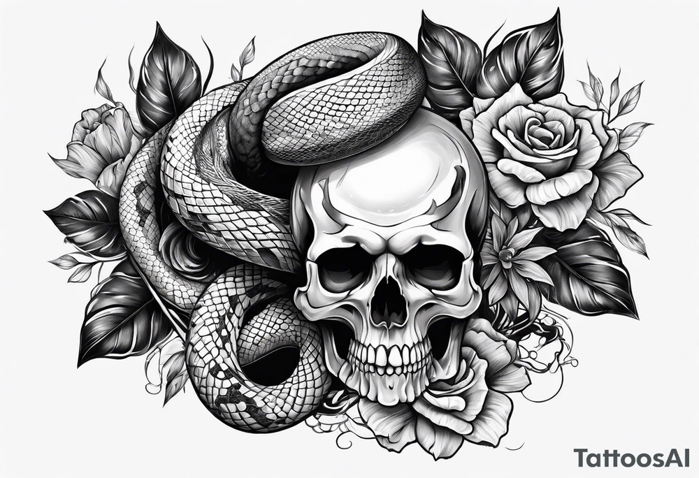 skull and snake tattoo idea