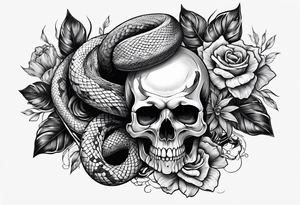 skull and snake tattoo idea