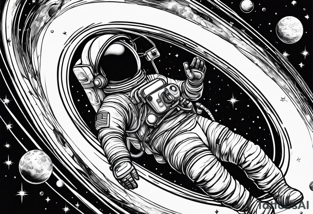 an astronaut floating through space tattoo idea