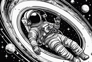 an astronaut floating through space tattoo idea