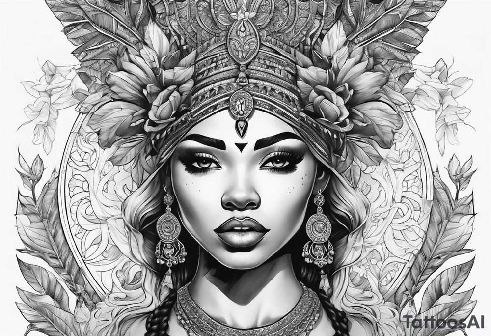 Black Goddess of cocaine tattoo idea