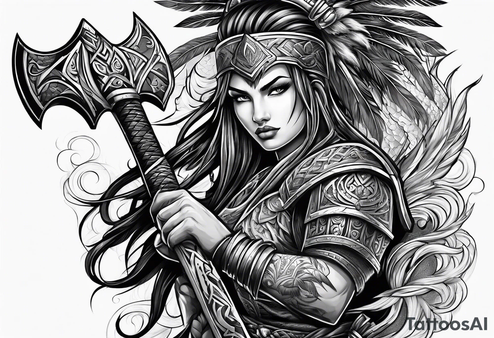 Warrior wielding great axe tattoo idea