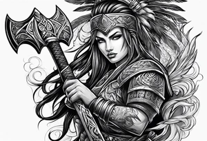 Warrior wielding great axe tattoo idea