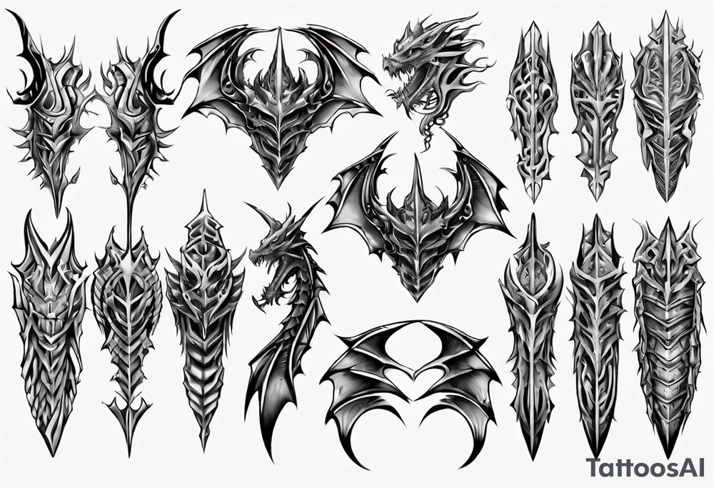 Dragon skin armor symmetrical tattoo idea