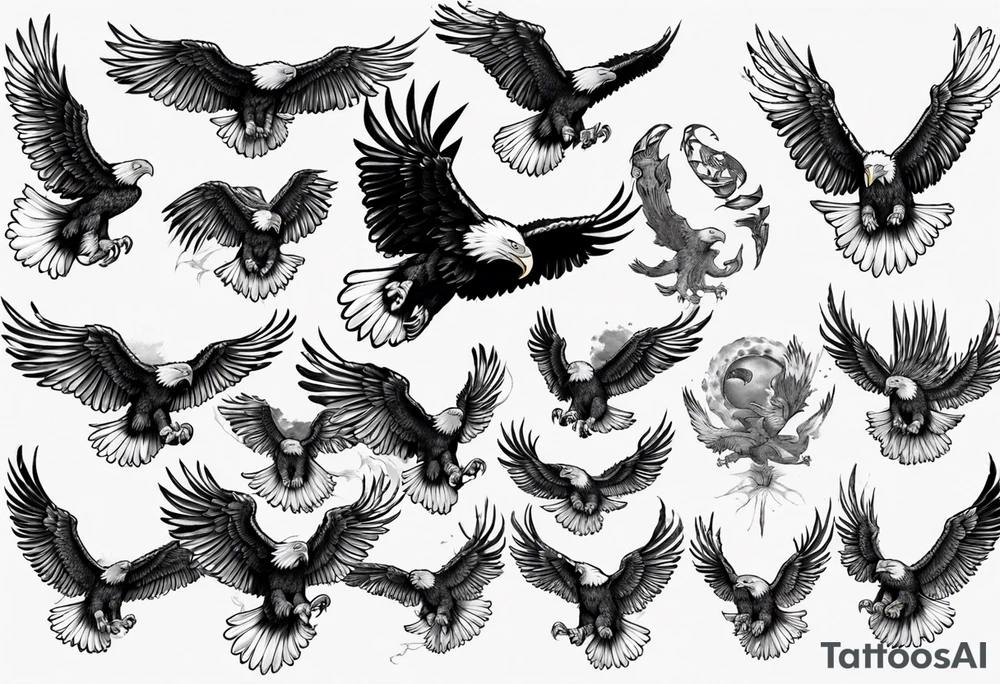 dive bombing bald eagle tattoo idea