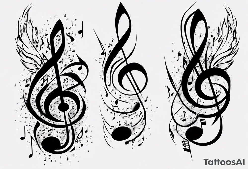 music staff notes negative tattoo idea