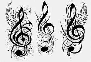 music staff notes negative tattoo idea