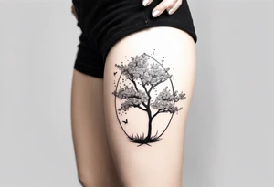 unique small feminine minimalist tattoo of sakura treestick tattoo idea