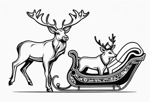 Wooden Santa Sleigh and Reindeer tattoo idea