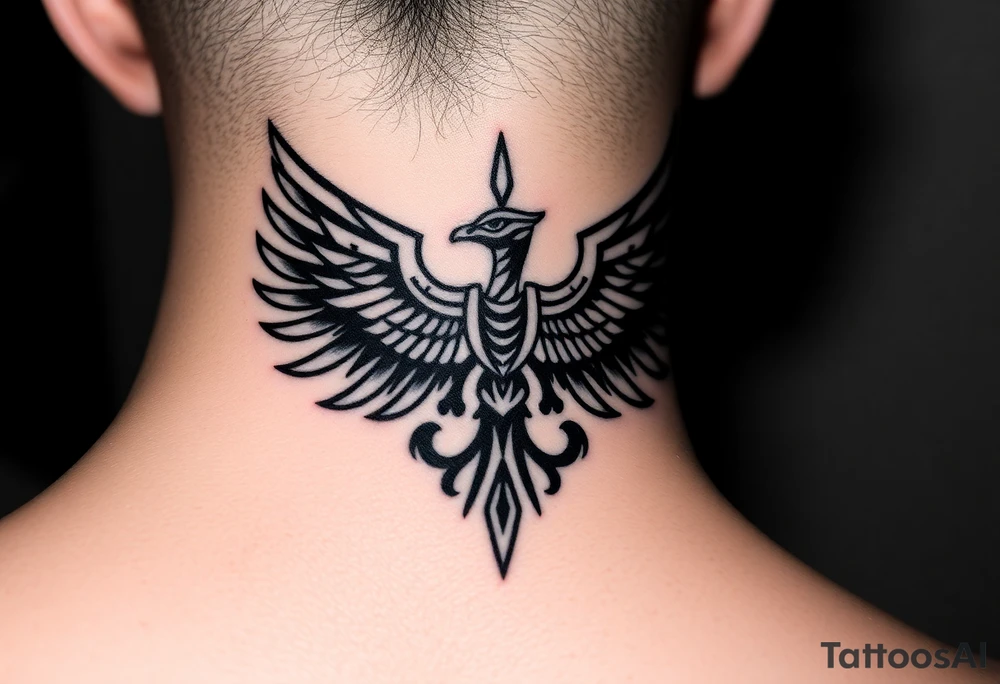 powerful representation of rising from the dark shedding the past to light with an Egyptian tattoo idea