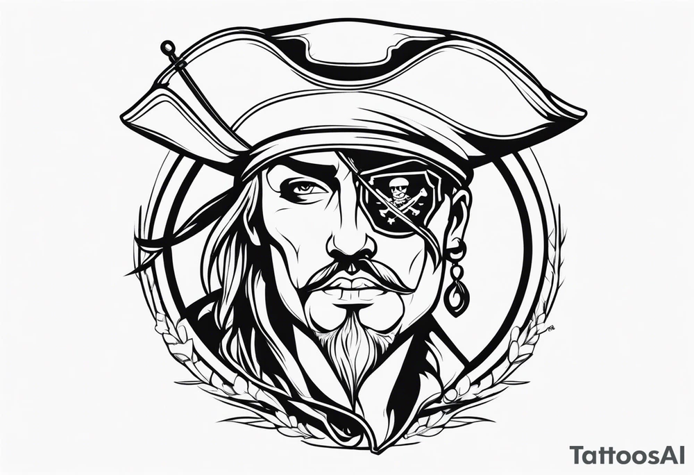 pirate with patch on one eye tattoo idea