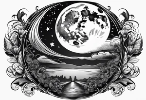 a moon made with the words “dancing in the moonlight” tattoo idea